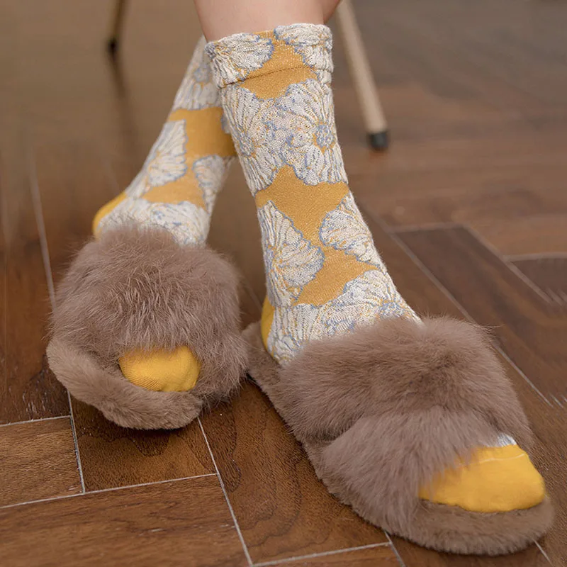 CA092 5 пар/упак. Мори для девочек милые носки Винтаж цветок складки Для женщин носки в стиле пэчворк Цвет хлопок Harajuku