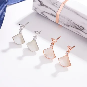 

High quality real s925 antiallergic fan skirt earrings ear studring fashion jewelry eardrop earring fashion accessories gifts