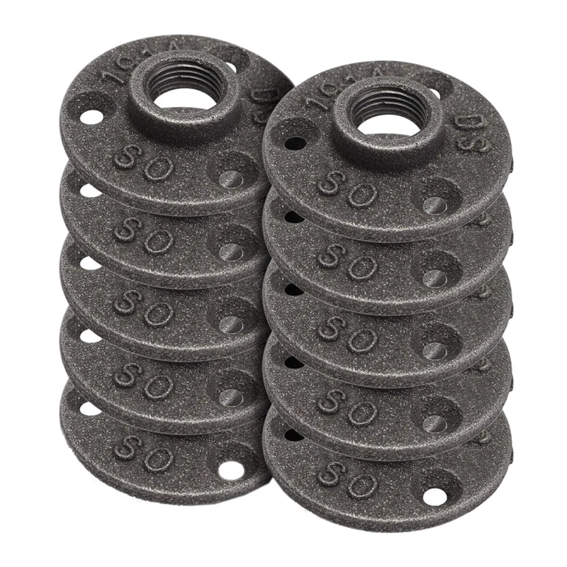 

10 Pack 3/4 Inch Black Floor Flange Cast Iron Pipe Fittings Industrial Pipe Flanges, Decorative Pipe Fitting Fit for Steampunk F