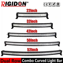 

RIGIDON 22 32 42 50 52 inch Curved LED Light Bar 120W 180W 240W 288W 300W Combo Dual Row Driving Offroad Car Truck 4x4 SUV ATV