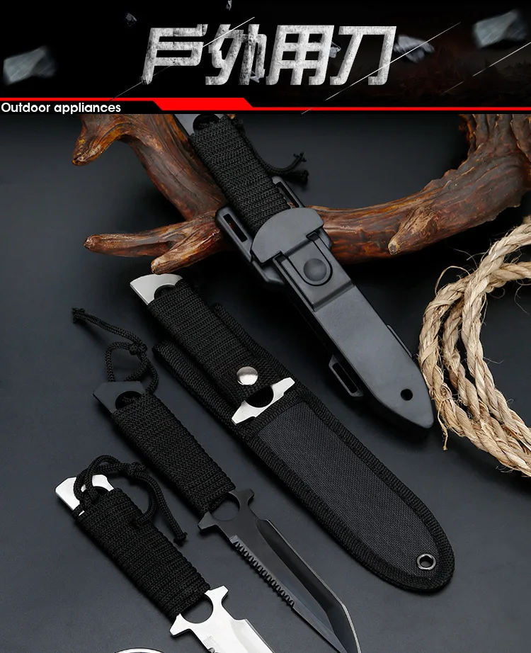 Hunting knife fixed bladeTactical Paratroopers Knife Hunt Stainless Steel Diving Outdoor Survival Camping Pocket Knives machet
