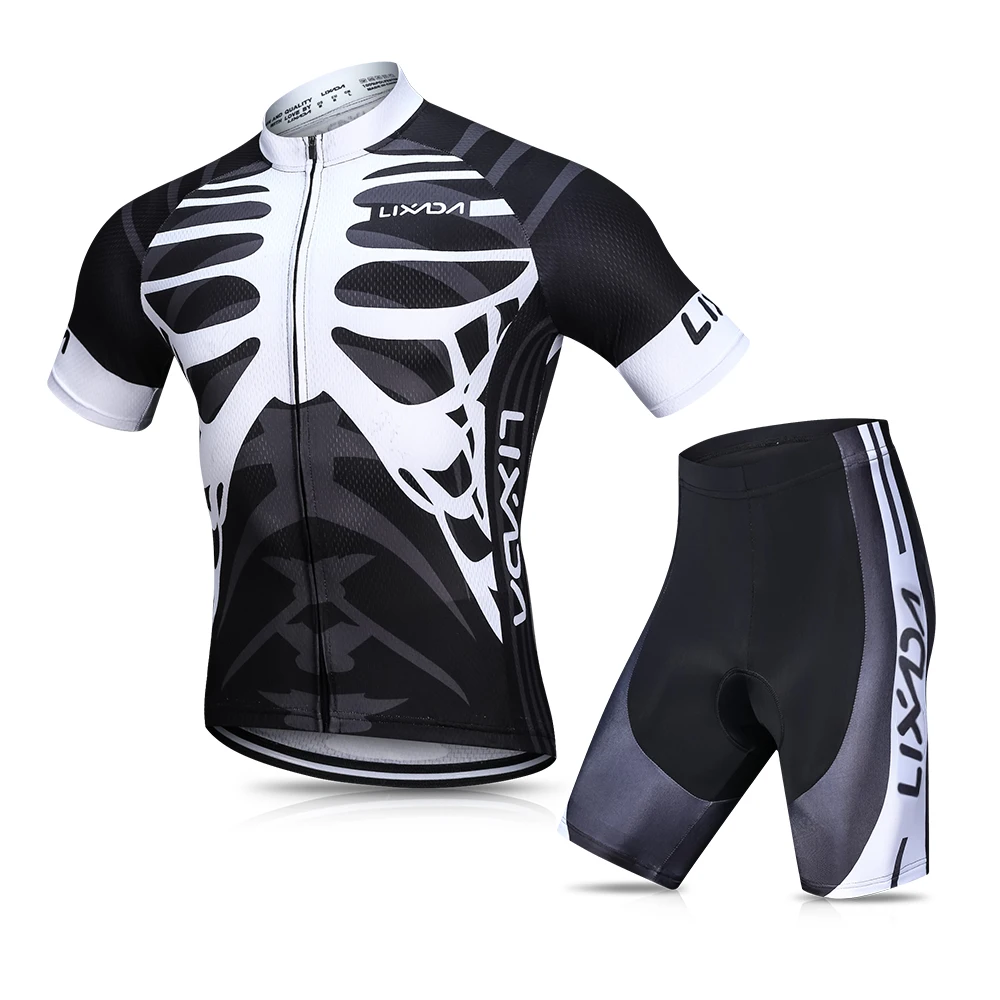 

Lixada Men's Cycling Jersey Set Breathable Quick-Dry Short Sleeve Biking Shirt with Gel Padded Shorts MTB Bike Clothing Set