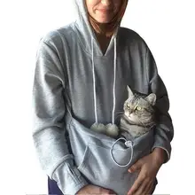 Casaco de capuz para gatos, blusão com bolso canguru para adultos