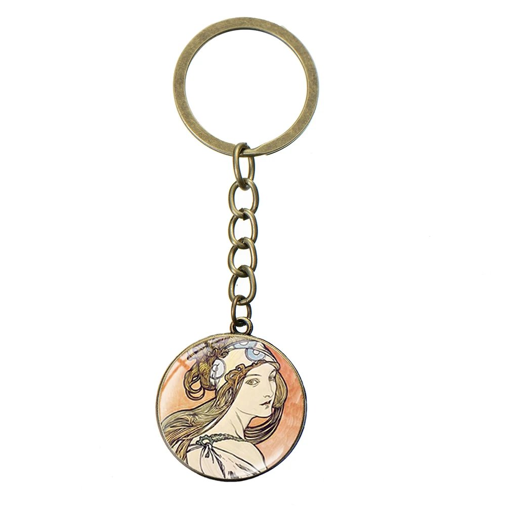 Style 27 SONGDA Alphonse Mucha aestetism брелок стиль Стиль модерн символ стекло кристалл серебряный брелок уникальная сумка с феей Шарм Кулон - Цвет: Style 27