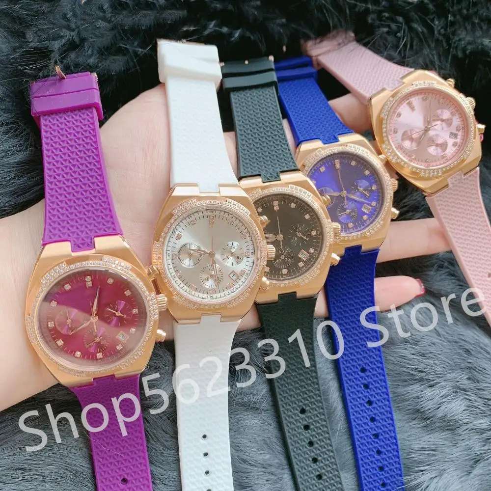 Часы наручные с тремя циферблатами модные многофункциональные кварцевые