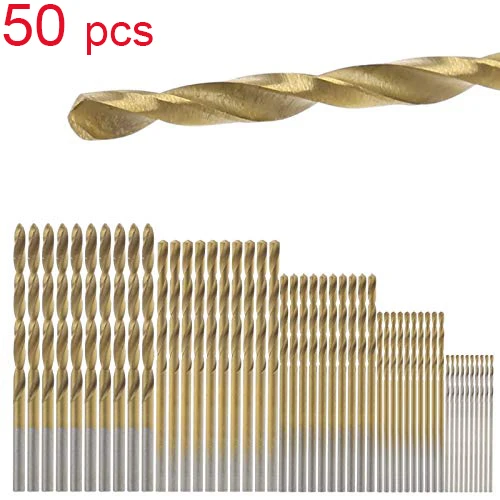 50pcs Новые 99 шт титановые сверла из быстрорежущей стали с покрытием из нержавеющей стали, набор быстрорежущих сверл для электрической дрели 1,5 мм-10 мм - Цвет: 50pcs