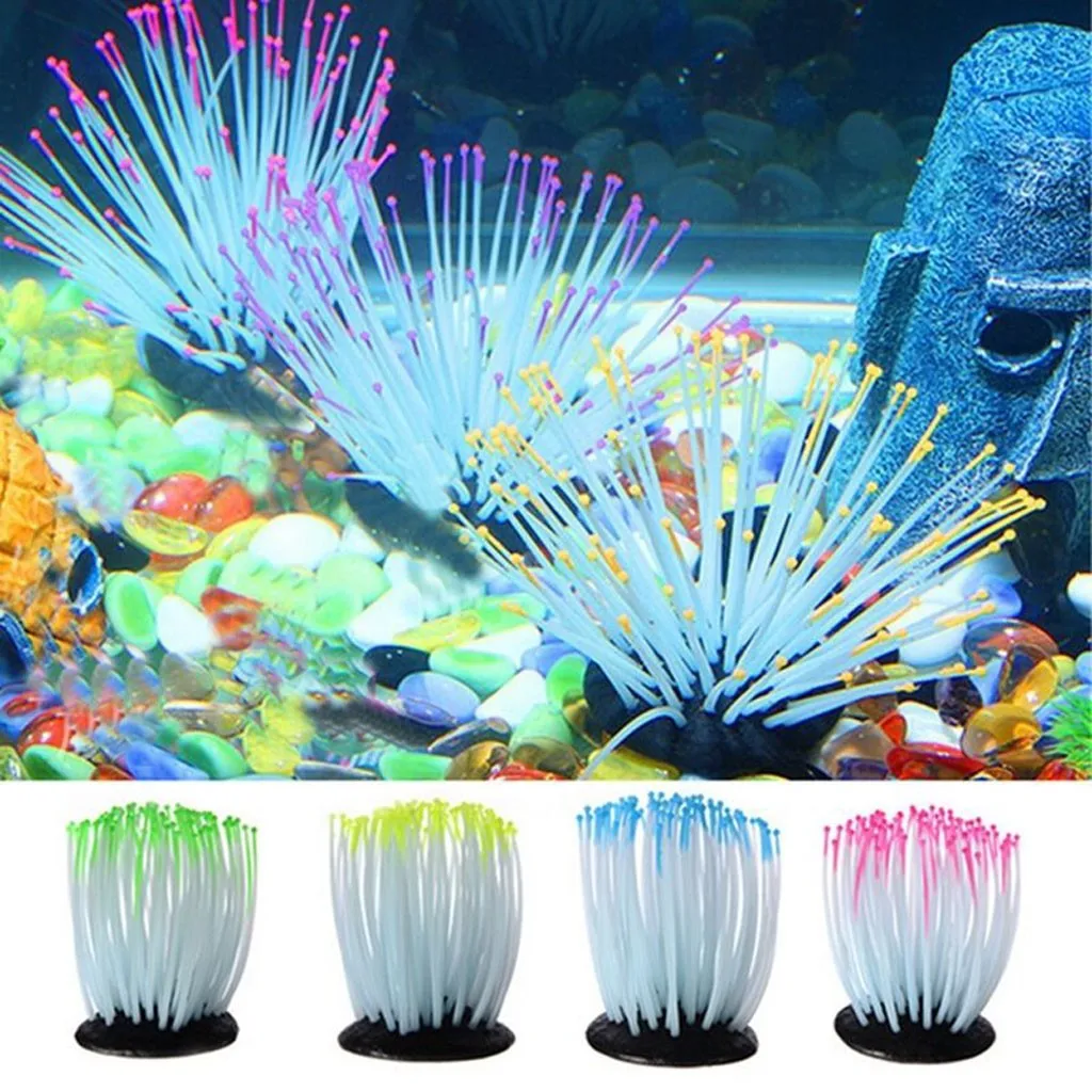 Aquarium Silicone Simulation Artificial Fish Tank Fake Coral Plant Underwater Aquatic Sea Anemone Ornament Decoration Accessory | Дом и сад