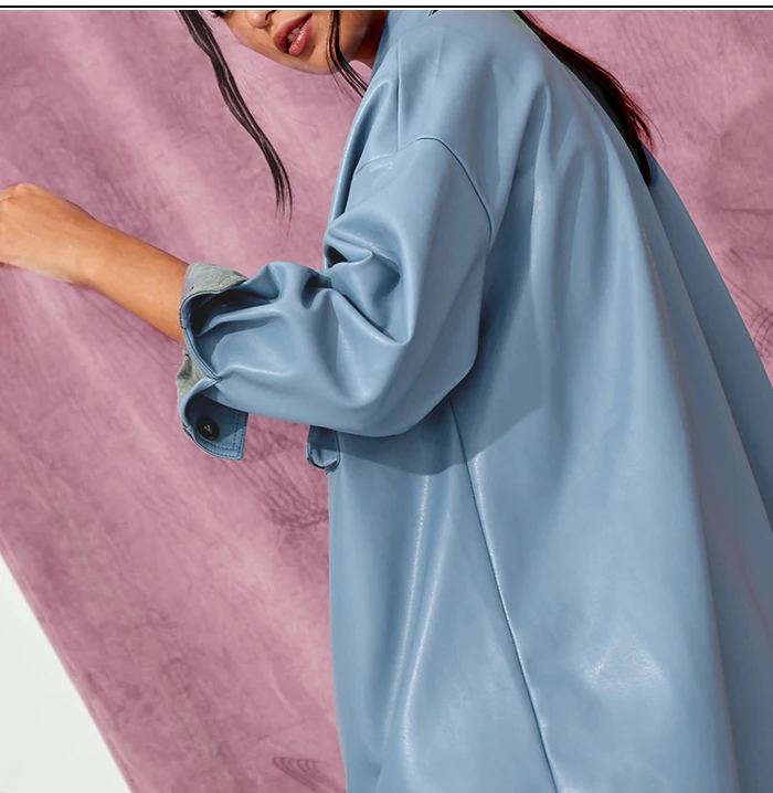 SINRGAN Blogger рекомендуем коричневое платье-куртка из искусственной кожи Женская куртка оверсайз короткое платье пальто верхняя одежда