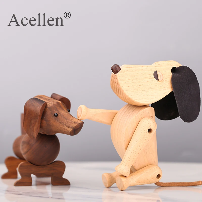 Handmade Wooden Dachshund Dog Figures Kids Room Bedroom Living Room Home Decoration Accessories Ornaments Holiday Gift Toys