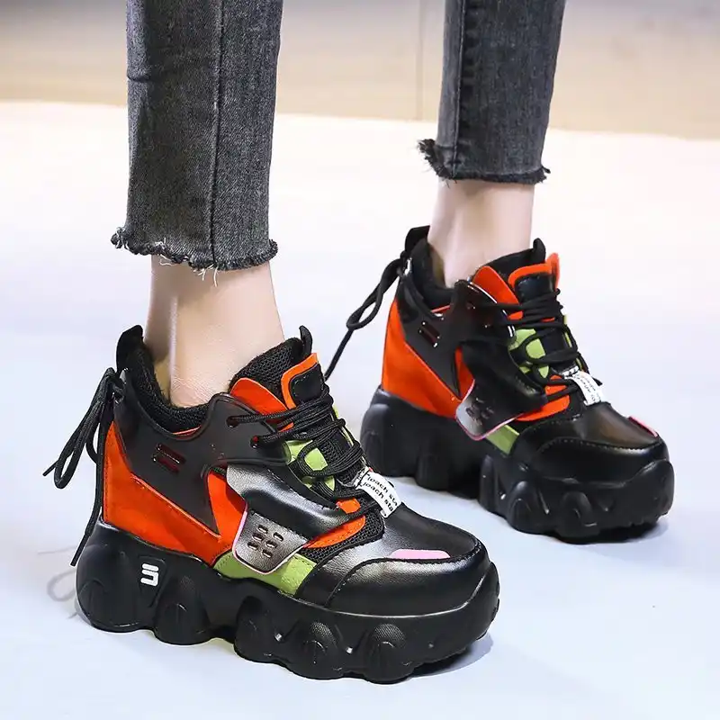 Baskets compensées noires femme Clearance