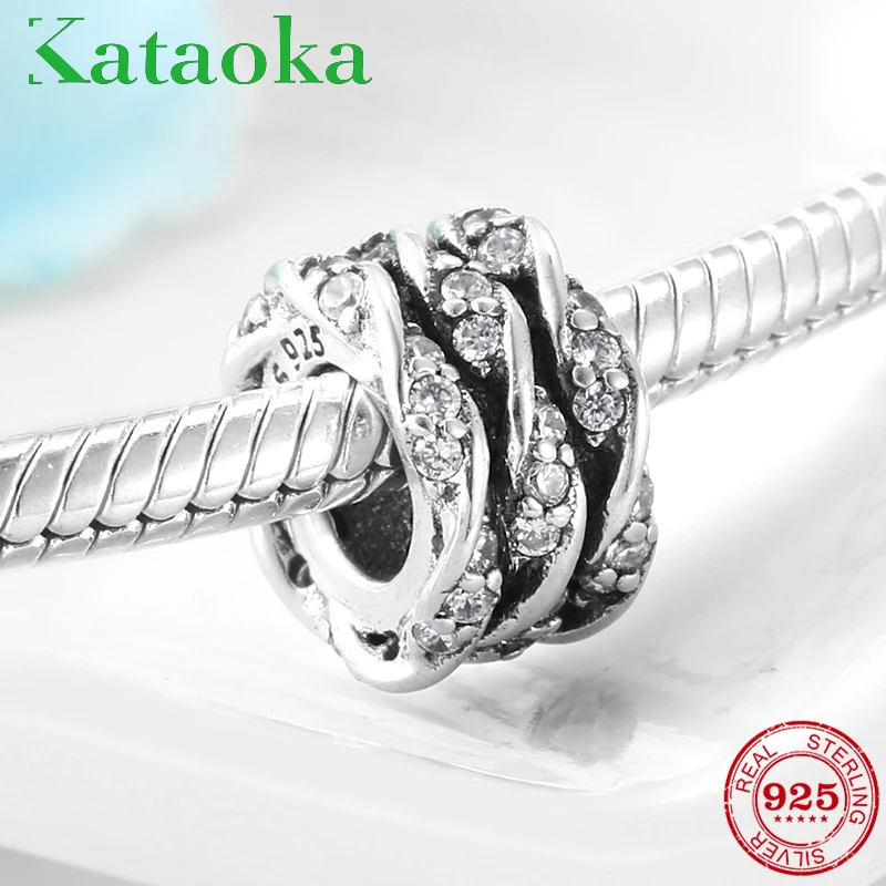 

Round shape Authentic 925 Sterling Silver romantic Clear CZ charm beads Fit Original European Charms Bracelet DIY Jewelry making