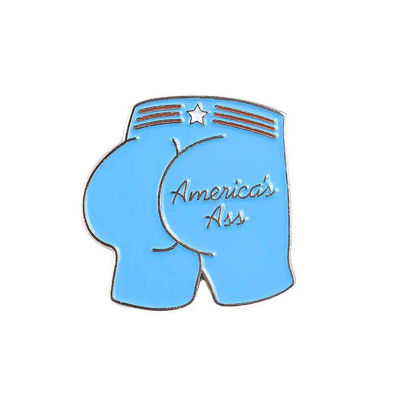 Американские эмалированные значки в виде задницы, синие штаны, большие ягодицы, броши на куртки, сумки для одежды, капитан, ювелирные изделия, подарок, кинофанаты, нагрудные значки - Окраска металла: ass 1