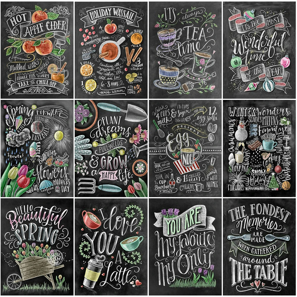 EverShine Full Drill Square 5D DIY Diamond Painting Blackboard Word 