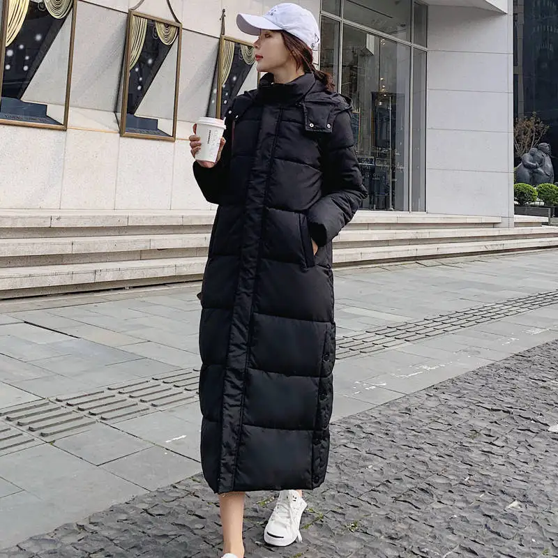black parkas Женские пуховики, хлопковые зимние куртки, пальто, супер длинные парки с капюшоном, студенческие свободные женские куртки, теплая верхняя одежда, зимние пальто C5872 - Цвет: black parkas