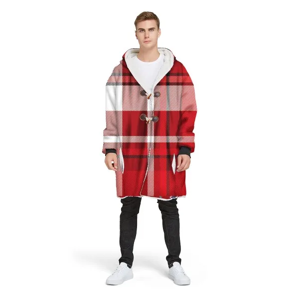 Красный плед серии Флисовое одеяло с капюшоном с искусственная плюшевая накладка зимние худи для улицы Куртка теплое носимое одеяло с рукавами - Цвет: color-16
