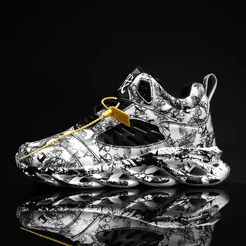 대형 사이즈 하이탑 PU 가죽 운동화 남성용, 남자 스포츠 신발, 회색 운동화, 체육관 GME-1518