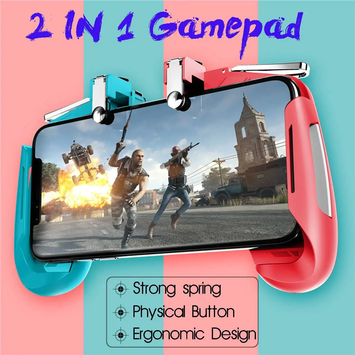 2 в 1 для игры PUBG, красочный геймпад, контроллер, ручка L1R1, стрелок, триггер, кнопка для Android, IOS, смартфон