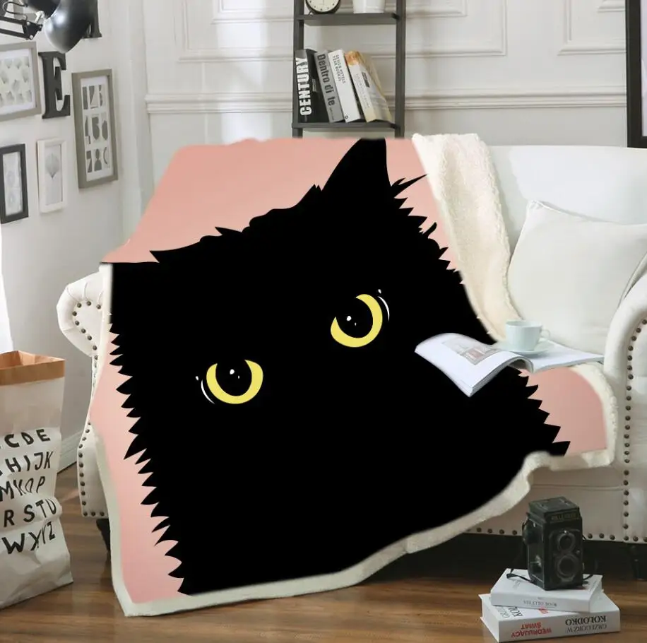 Конверт с капюшоном плюшевый плед 3D Pet cat печатных шерпа флисовая микрофибра Плед Прямая - Цвет: 16