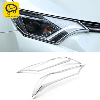 

CarManGo for Toyota RAV4 2014 2015 Car Styling Front Light Lamp Headlight Chrome Cover Trim Frame Sticker Exterior Accessories