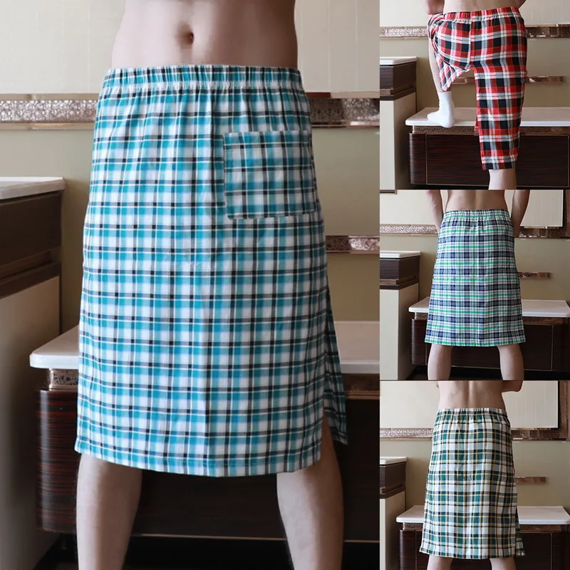 Shujin Мужская Легкая хлопковая мягкая Пижама/гостиная сон Юбка Повседневная Домашняя завеса для ванной дышащая впитывающая пот ночная рубашка
