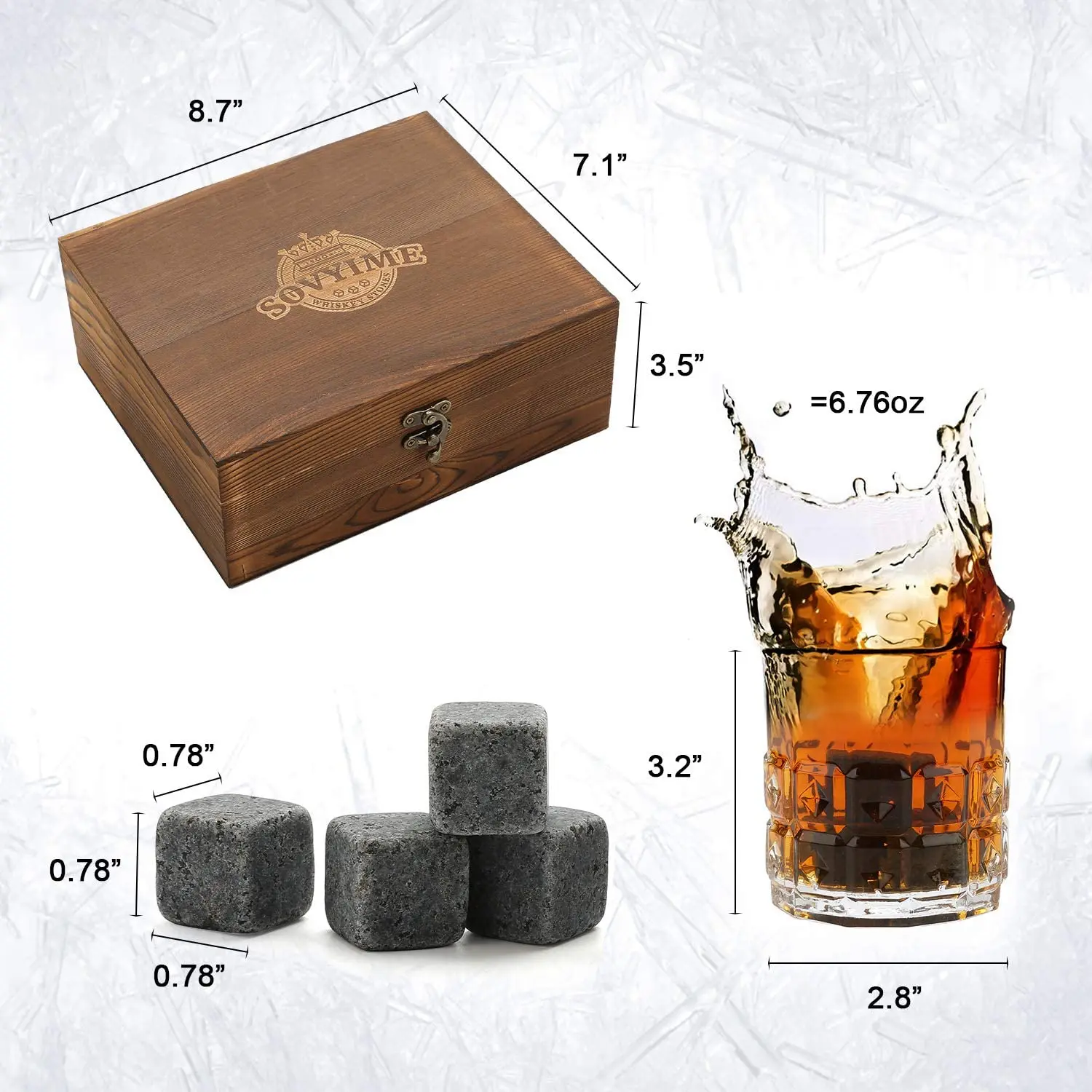 Whiskey Chilling Rocks in Wooden Box