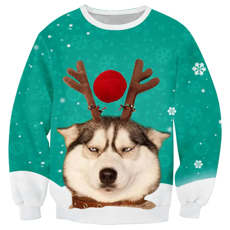 Уродливые Рождественские свитера с длинным рукавом и круглым вырезом пуловер свитер джемпер Топы для рождества для мужчин и женщин 3D Толстовка - Цвет: Size L