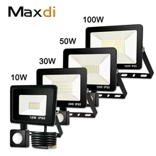 Maxdi 50 Вт 100 Вт Светодиодный прожектор с датчиком движения водонепроницаемый IP66 220 В наружное настенное освещение лампа прожектор для сада