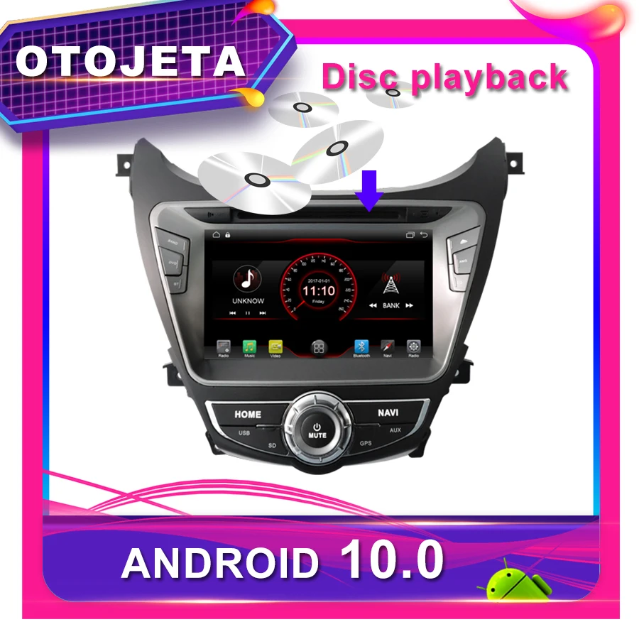 OTOJETA Автомобильный DVD Android 10,0 Автомобильный gps для HYUNDAI ELANTRA 2013 8 дюймов Автомобильный Радио мультимедийная лента рекордер bluetooth навигация