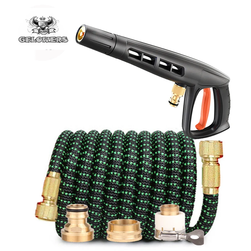Car Washer Gu Promotion 25ft-100ft flexible telescopic hose high pressure car wash with spray gun outdoor garden watering | Дом и сад