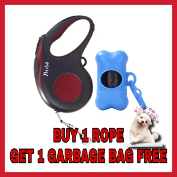 

3/5M Dog Collars and Leashes Pet Dog Cat Puppy Automatic Retractable Traction Rope Walking Harness Traction Rope w/Garbage Bag