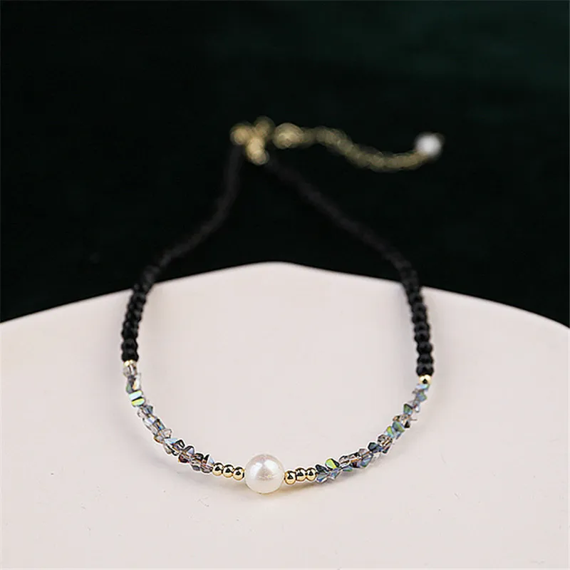 New Fashion Beads Necklace Natural Black Short Freshwater Pearls Pendant Fine Jewelry Women Girls Flower Plant | Украшения и