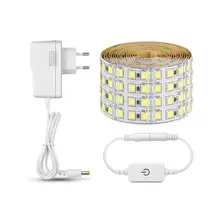 С регулируемой яркостью 5 м светодиодный кухонная полоска задние габаритные огни 12В 4040 сенсорный Сенсор переключатель 110 V-220 V лампы для шкаф под светодиодный освещение