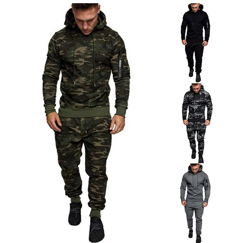 SUKIWML мужские комплекты одежды осенний спортивный костюм мужские военные камуфляжные повседневные 2 шт. Толстовка+ спортивные костюмы M-2XL