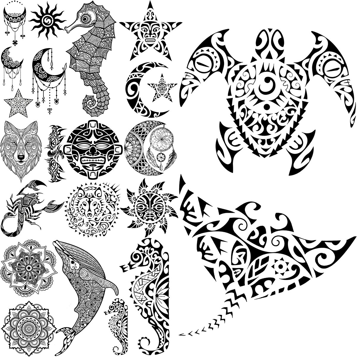 Black And White Sea Turtle Tattoos