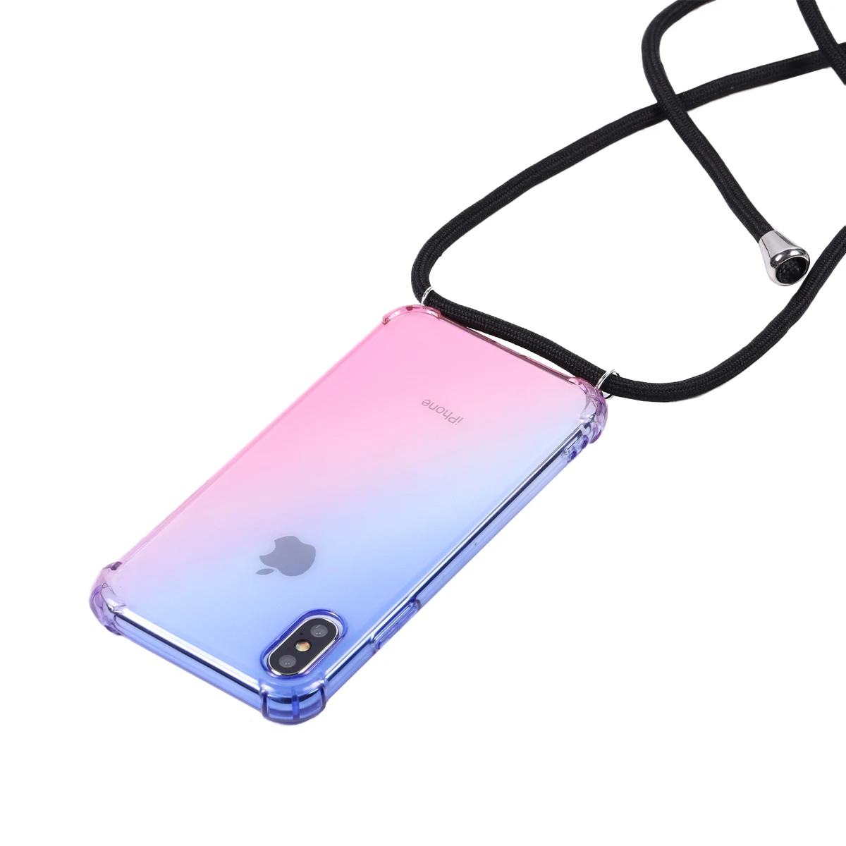 

Lanyard Rainbow aurora transparent phone case for iphone 78 PLUS X Xs max XR 7 8 6 6s plus shoulder strap rope cord case cover