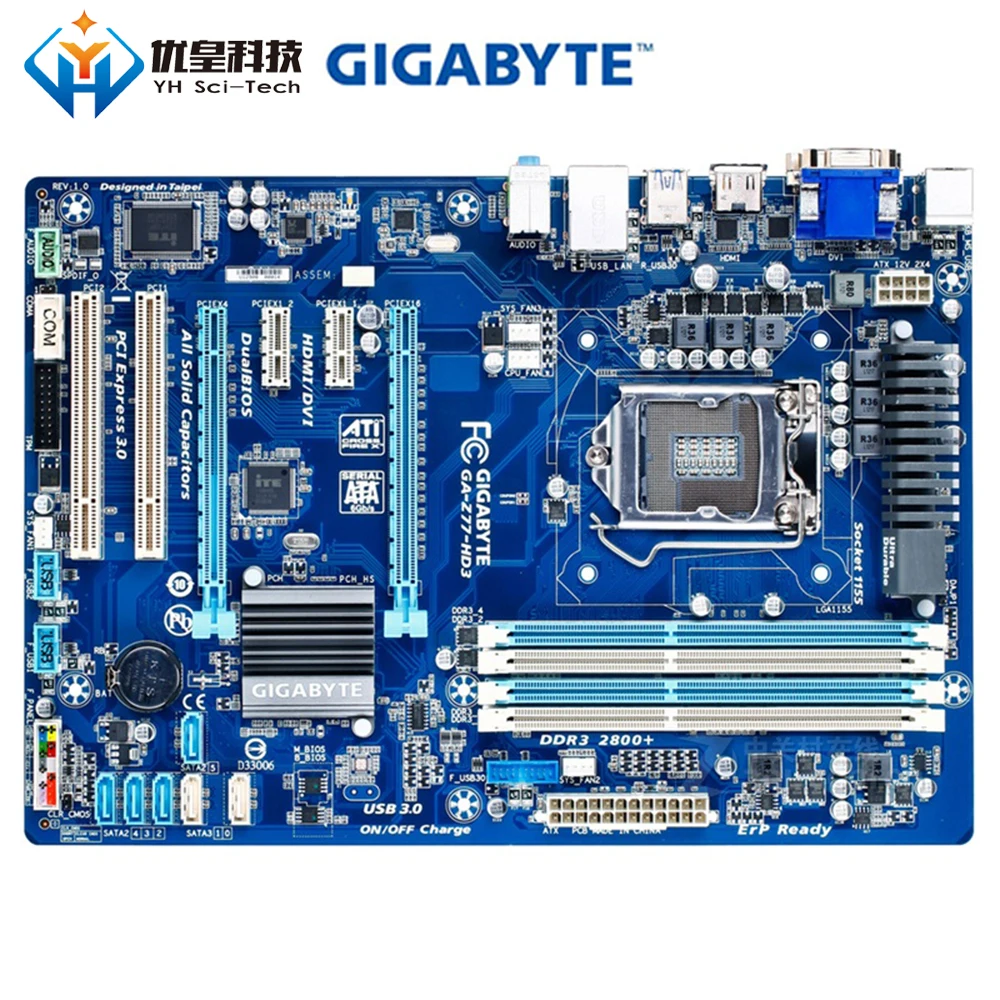 Оригинальная б/у настольная Материнская плата Gigabyte GA-Z77-HD3 Z77 Socket LGA 1155 Core i7/i5/i3/Pentium/Celeron DDR3 32G ATX
