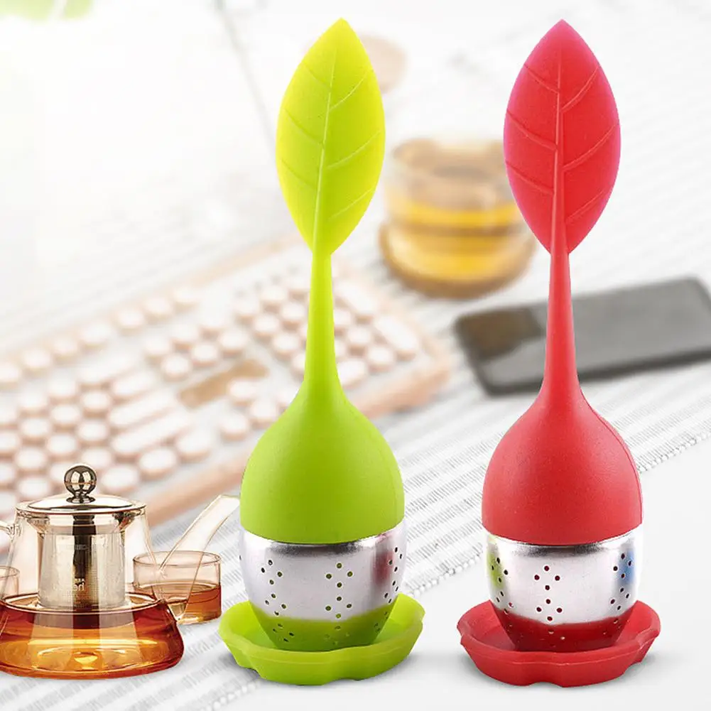 

4Pcs Stainless Steel Loose Leaf Tea Infuser Tea Filter Tea Strainer Teapot Mesh Filter Strainers Silicone Handle Kitchen Tools h