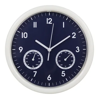 

10 inch simple American round mute wall clock temperature and humidity meter creative clock