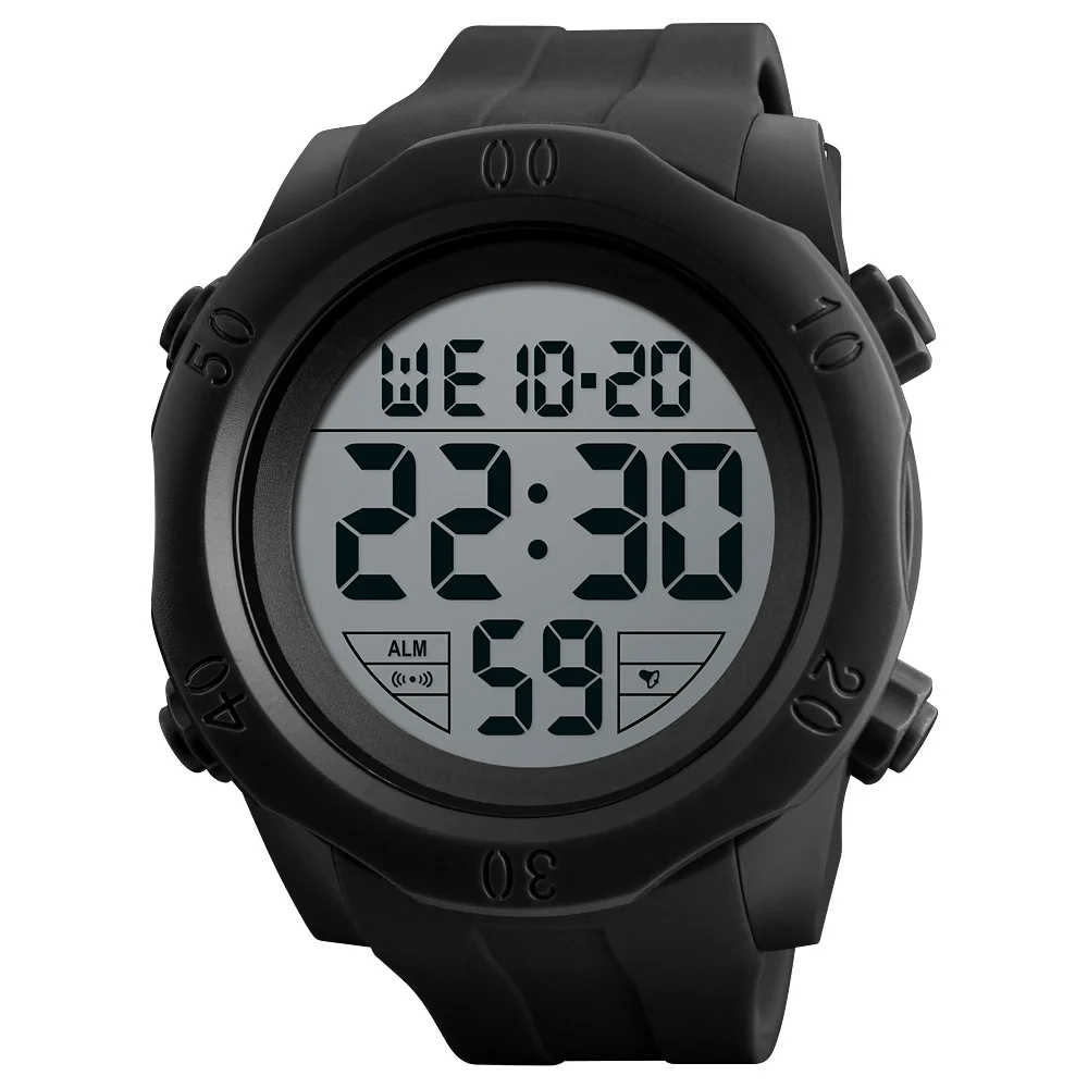 SKMEI простые спортивные часы мужские 5 бар водонепроницаемые часы будильник на неделю часы Chrono PU ремешок цифровые наручные часы Relogio Masculino 1305 - Цвет: Черный