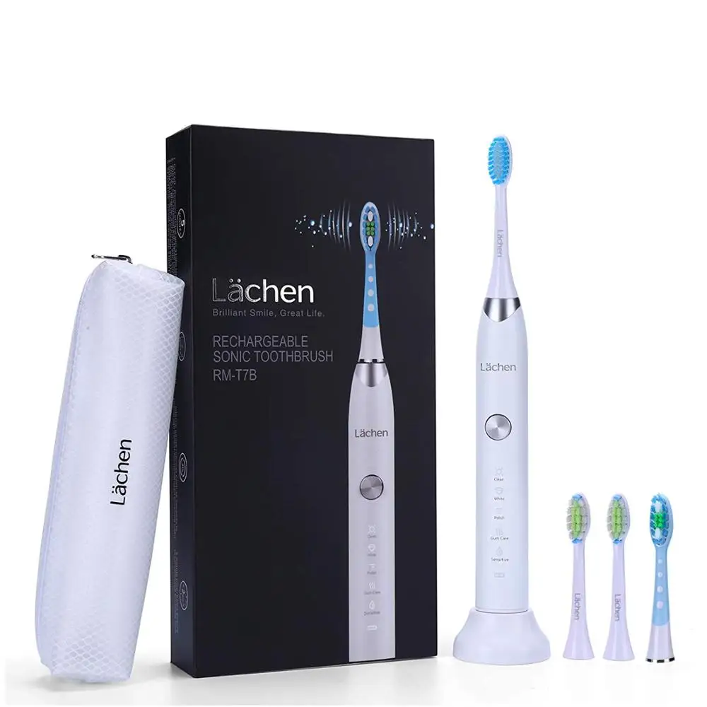Lächen T7B Sonic Whitening Electric Toothbrush Sonic toothbrush with 4 brush heads and timer 5 modes USB charging Lächen T7B Sonic Whitening Electric Toothbrush Sonic toothbrush with 4 brush heads and timer 5 modes USB charging