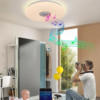 

Music Led Ceiling Light Lamp With Bluetooth Dimmable Colors Changing 36/60W Flush Mount Round