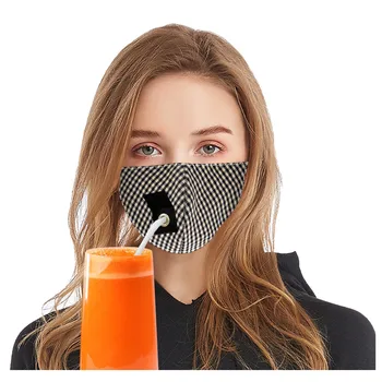 

Adult Face Mask Kids Boys Girls Unisex Pollution-proof Windproof Mouth Cover Drinking Mask with Hole for Straw Mascherina