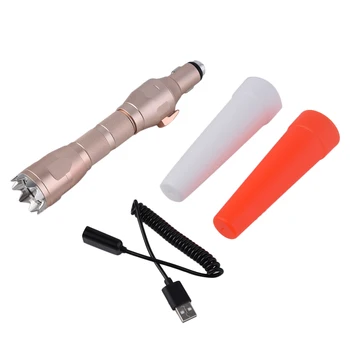 

Multifunctional 200LM Rechargable Flashlight Torch Light Car Hammer Tool