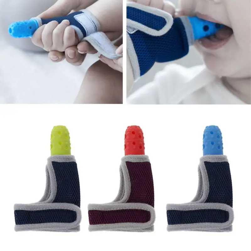 Baby Finger Guard Stop Thumb Sucking Wrist Band Infant Nursing Mittens Teether 