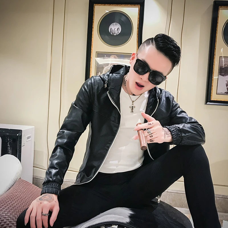 Veste Moto Homme Casaca De Cuero Hombre Cortas черные куртки мужская кожаная куртка-бомбер мужская кожаная куртка с капюшоном Мужские