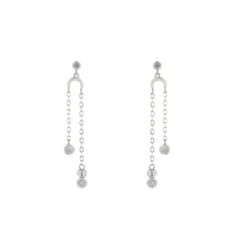 

S925 Sterling Silver Zircon Long Tassel Earrings Female Temperament Korean Style Earrings Net Red Earrings Simple Earrings