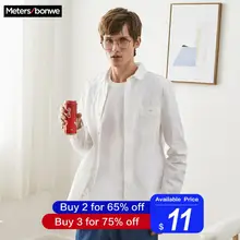 Metersbonwe Brand Men Smart Casual Shirts Spring Autumn Male Slim Long Sleeve shirts regular Cotton Male Basic tops