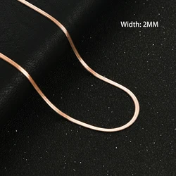 Rose Gold Plated Blade Chain Necklace - Stainless Steel Choker Jewelry Gift - 45cm  18inch (Rose Gold 2mm)