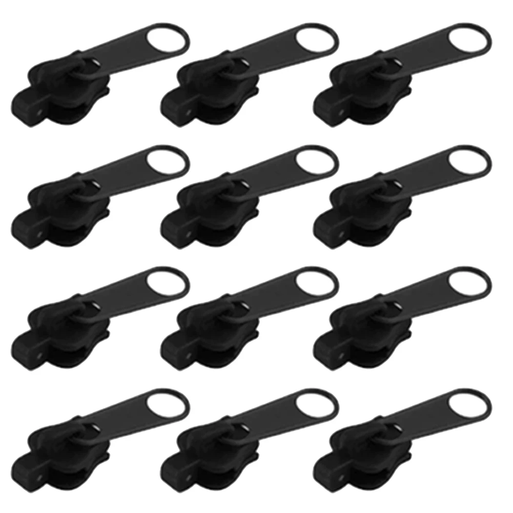 Black 12pcs 6/12 шт Универсальный исправить молния Ремонтный комплект Замена застежка-молния слайдера молнии пулер JS25 - Цвет: Black 12pcs