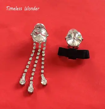 

Timeless Wonder Asymmetric Crystal Zircon Bowknot Clip Earrings Women Jewelry Fancy Statement Punk Fine Gothic Runway Ins 1577